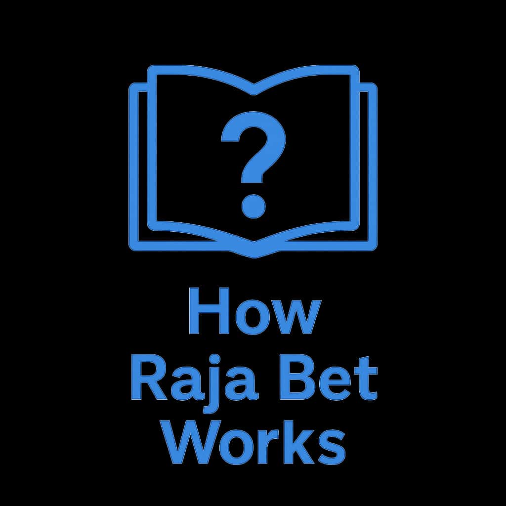 A professional square badge showcasing Raja Bet functionalities.