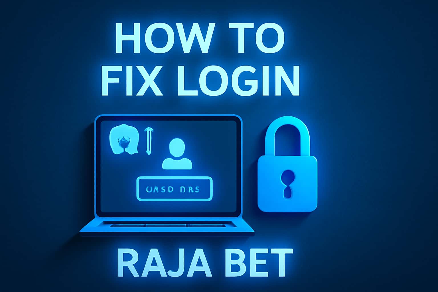 An informational scene illustrating the process of fixing login issues on Raja Bet.