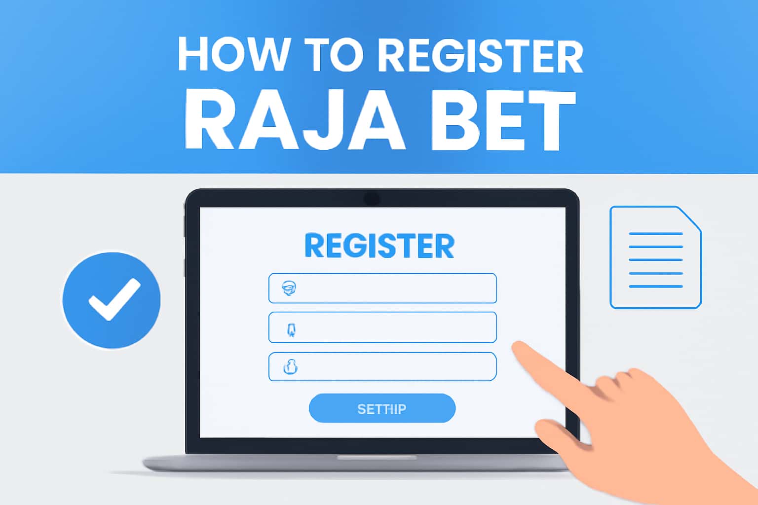 Informational scene illustrating the process of registering for Raja Bet.