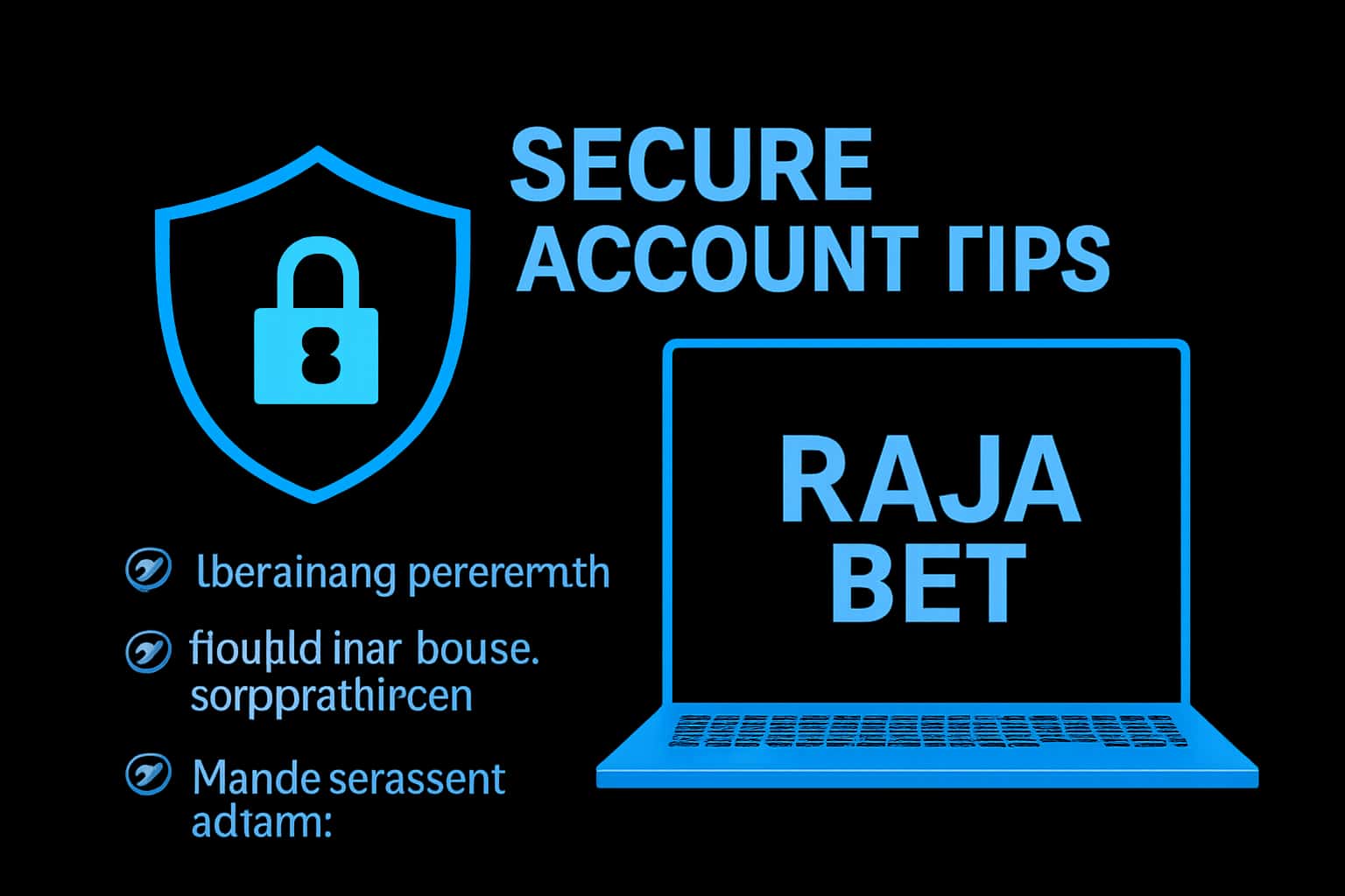 An informative visual representation of account security tips for Raja Bet, showcasing the text 'Secure Account Tips'.