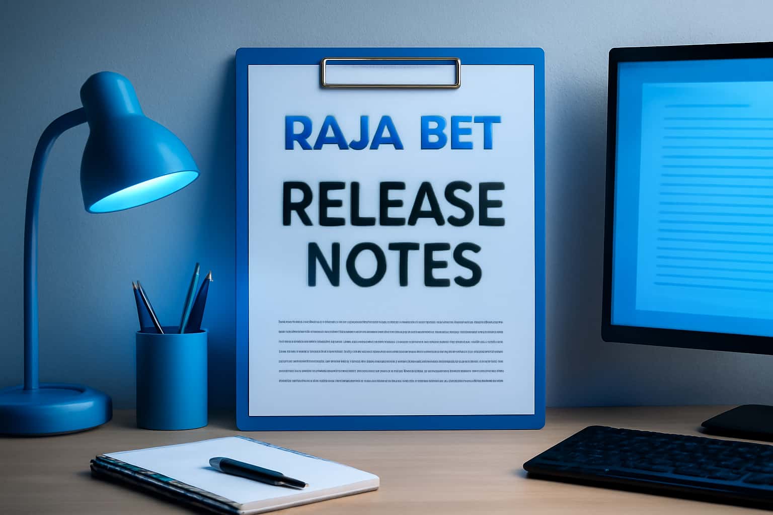 A professional setting showcasing the Raja Bet Release Notes with clear text and futuristic design.